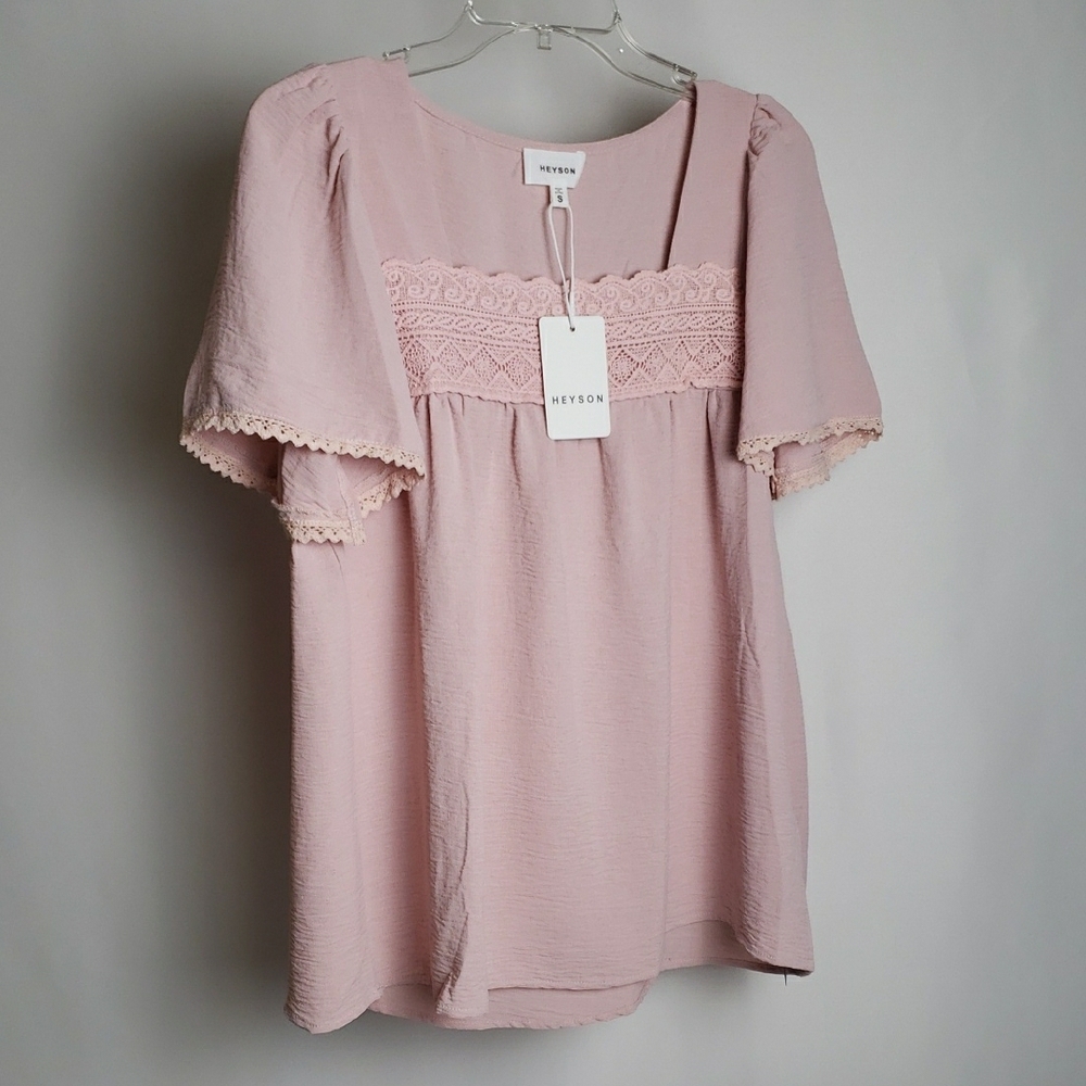 Pink Flutter Sleeve Smocked Blouse